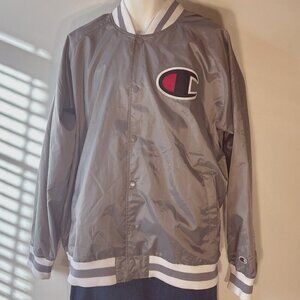 Champion SZ 2XL Lt. Gray Mens Logo Waterproof Bomber Jacket  Sporty Baseball